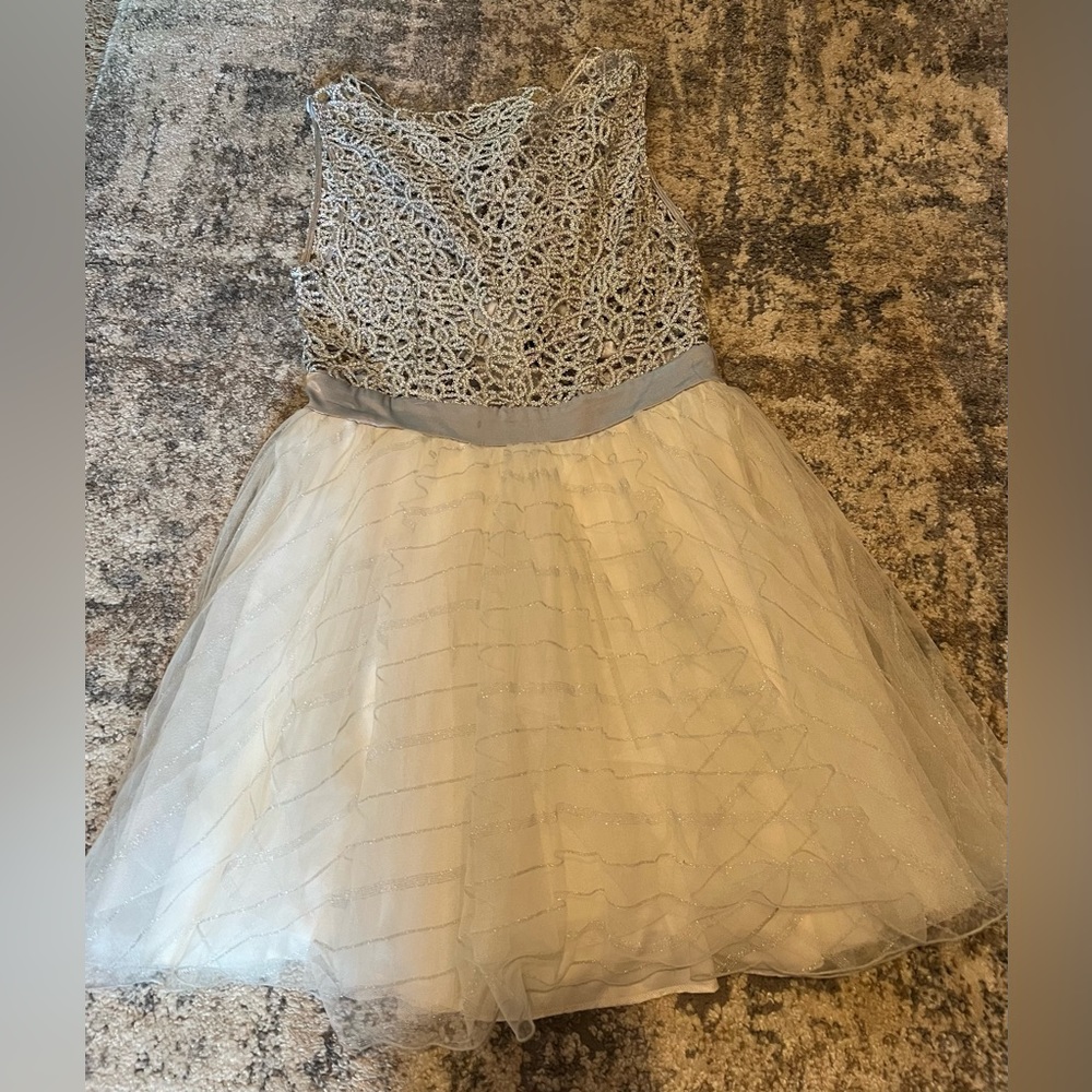 White + sliver dress